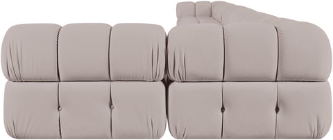 Camden Beige Velvet Performance Fabric Upholstered Sectional, 7-Piece (Style 5)