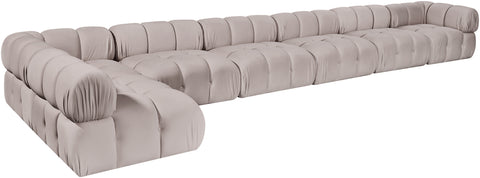Camden Beige Velvet Performance Fabric Upholstered Sectional, 7-Piece (Style 5)