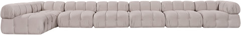 Camden Beige Velvet Performance Fabric Upholstered Sectional, 7-Piece (Style 5)