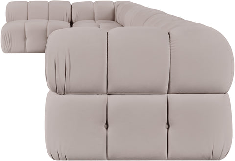Camden Beige Velvet Performance Fabric Upholstered Sectional, 7-Piece (Style 5)