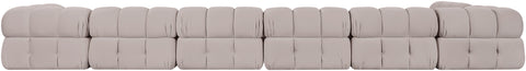 Camden Beige Velvet Performance Fabric Upholstered Sectional, 7-Piece (Style 5)