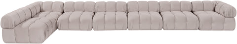 Camden Beige Velvet Performance Fabric Upholstered Sectional, 7-Piece (Style 5)
