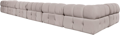 Camden Beige Velvet Performance Fabric Upholstered Sectional, 7-Piece (Style 5)