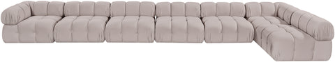 Camden Beige Velvet Performance Fabric Upholstered Sectional, 7-Piece (Style 5)