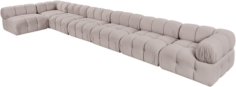 Camden Beige Velvet Performance Fabric Upholstered Sectional, 7-Piece (Style 5)