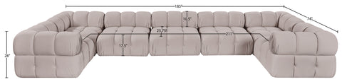 Camden Beige Velvet Performance Fabric Upholstered Sectional, 7-Piece (Style 6)