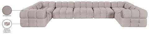 Camden Beige Velvet Performance Fabric Upholstered Sectional, 7-Piece (Style 6)