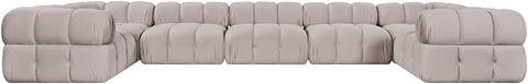 Camden Beige Velvet Performance Fabric Upholstered Sectional, 7-Piece (Style 6)