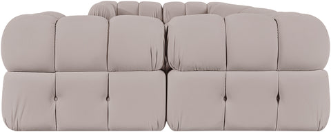Camden Beige Velvet Performance Fabric Upholstered Sectional, 7-Piece (Style 6)