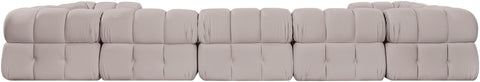 Camden Beige Velvet Performance Fabric Upholstered Sectional, 7-Piece (Style 6)