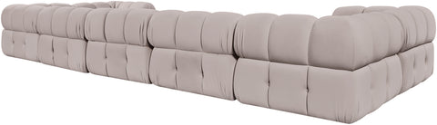 Camden Beige Velvet Performance Fabric Upholstered Sectional, 7-Piece (Style 6)