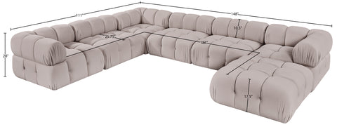 Camden Beige Velvet Performance Fabric Upholstered Sectional, 7-Piece (Style 7)