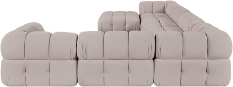 Camden Beige Velvet Performance Fabric Upholstered Sectional, 7-Piece (Style 7)