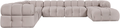 Camden Beige Velvet Performance Fabric Upholstered Sectional, 7-Piece (Style 7)