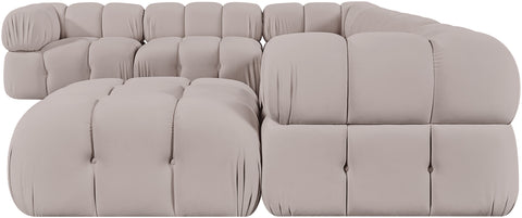 Camden Beige Velvet Performance Fabric Upholstered Sectional, 7-Piece (Style 7)