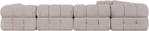 Camden Beige Velvet Performance Fabric Upholstered Sectional, 7-Piece (Style 7)