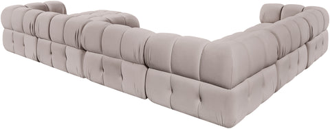 Camden Beige Velvet Performance Fabric Upholstered Sectional, 7-Piece (Style 7)