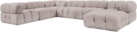 Camden Beige Velvet Performance Fabric Upholstered Sectional, 7-Piece (Style 7)