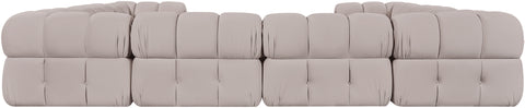 Camden Beige Velvet Performance Fabric Upholstered Sectional, 8-Piece