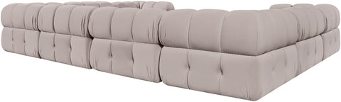 Camden Beige Velvet Performance Fabric Upholstered Sectional, 8-Piece