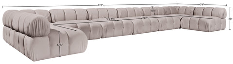 Camden Beige Velvet Performance Fabric Upholstered Sectional, 8-Piece (Style 3)