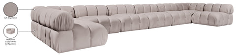 Camden Beige Velvet Performance Fabric Upholstered Sectional, 8-Piece (Style 3)