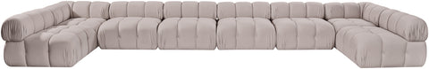 Camden Beige Velvet Performance Fabric Upholstered Sectional, 8-Piece (Style 3)