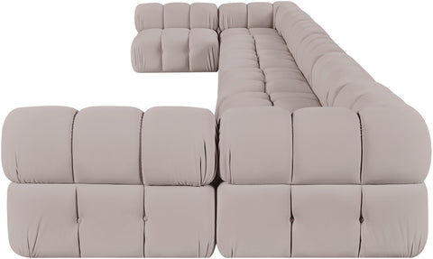 Camden Beige Velvet Performance Fabric Upholstered Sectional, 8-Piece (Style 3)