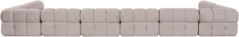 Camden Beige Velvet Performance Fabric Upholstered Sectional, 8-Piece (Style 3)