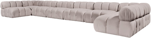 Camden Beige Velvet Performance Fabric Upholstered Sectional, 8-Piece (Style 3)