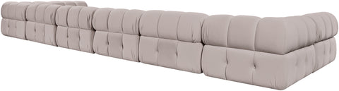 Camden Beige Velvet Performance Fabric Upholstered Sectional, 8-Piece (Style 3)