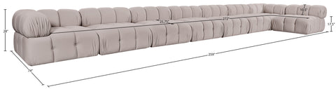 Camden Beige Velvet Performance Fabric Upholstered Sectional, 8-Piece (Style 4)