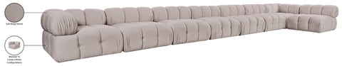Camden Beige Velvet Performance Fabric Upholstered Sectional, 8-Piece (Style 4)