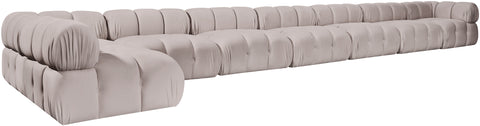 Camden Beige Velvet Performance Fabric Upholstered Sectional, 8-Piece (Style 4)