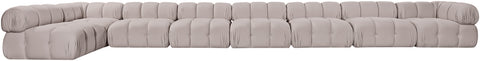 Camden Beige Velvet Performance Fabric Upholstered Sectional, 8-Piece (Style 4)