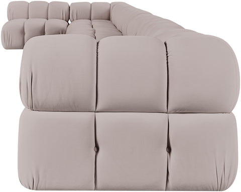Camden Beige Velvet Performance Fabric Upholstered Sectional, 8-Piece (Style 4)