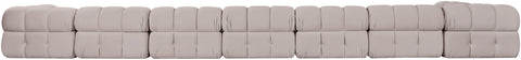 Camden Beige Velvet Performance Fabric Upholstered Sectional, 8-Piece (Style 4)