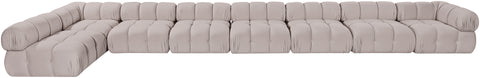 Camden Beige Velvet Performance Fabric Upholstered Sectional, 8-Piece (Style 4)
