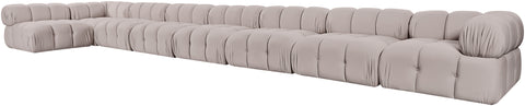 Camden Beige Velvet Performance Fabric Upholstered Sectional, 8-Piece (Style 4)
