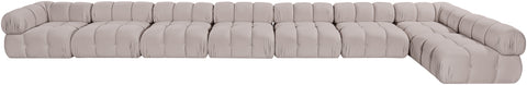 Camden Beige Velvet Performance Fabric Upholstered Sectional, 8-Piece (Style 4)