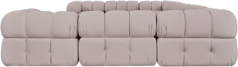 Camden Beige Velvet Performance Fabric Upholstered Sectional, 9-Piece