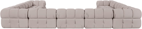 Camden Beige Velvet Performance Fabric Upholstered Sectional, 9-Piece