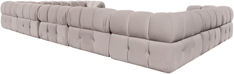 Camden Beige Velvet Performance Fabric Upholstered Sectional, 9-Piece