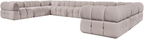 Camden Beige Velvet Performance Fabric Upholstered Sectional, 9-Piece