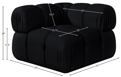 Camden Black Velvet Performance Fabric Upholstered Corner Chair, 1 Piece