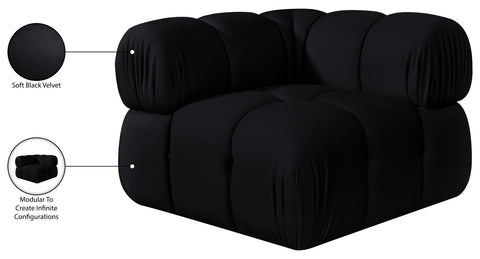 Camden Black Velvet Performance Fabric Upholstered Corner Chair, 1 Piece