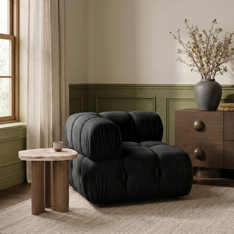 Camden Black Velvet Performance Fabric Upholstered Corner Chair, 1 Piece