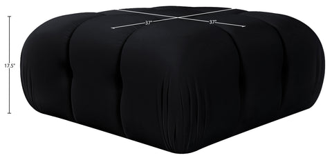 Camden Black Velvet Performance Fabric Upholstered Ottoman, 1 Piece