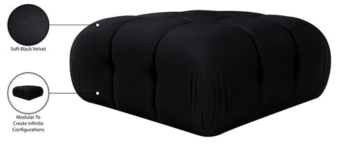 Camden Black Velvet Performance Fabric Upholstered Ottoman, 1 Piece