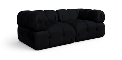 Camden Black Velvet Performance Fabric Upholstered Sofa, 2-Piece